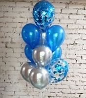 Набор шаров "Хром серебро и синий" фото в интернет-магазине Волшебный праздник
