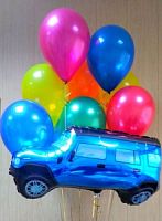 Набор шаров "Синий джип с шарами ассорти" фото в интернет-магазине Волшебный праздник