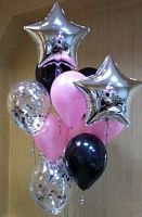 Набор шаров "Черных и розовых воздушных шаров со звездами" фото в интернет-магазине Волшебный праздник
